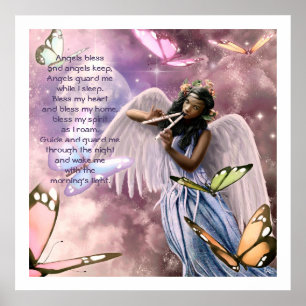 Poster Angel avec papillons Peinture sur papier d'art per