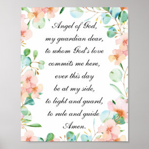 Poster Angel de Dieu Guardian Angel Prayer Pastel Floral