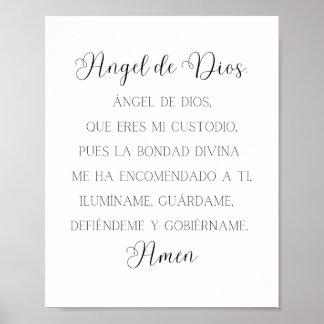 Poster Angel de Dios Prière espagnole
