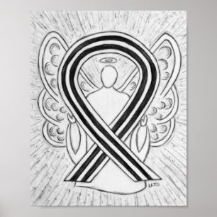 Poster Angel du ruban de sensibilisation blanc et 
