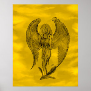 Poster Angel en style tatouage