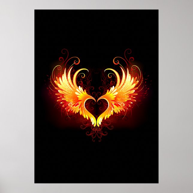 Poster Angel Fire Heart with Wings (Devant)