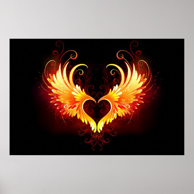 Poster Angel Fire Heart with Wings (Devant)