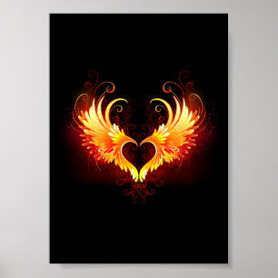 Poster Angel Fire Heart with Wings