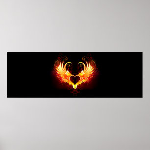 Poster Angel Fire Heart with Wings