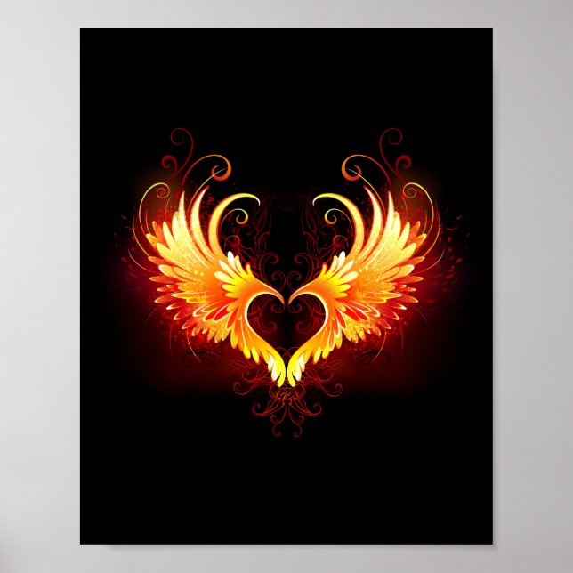 Poster Angel Fire Heart with Wings (Devant)