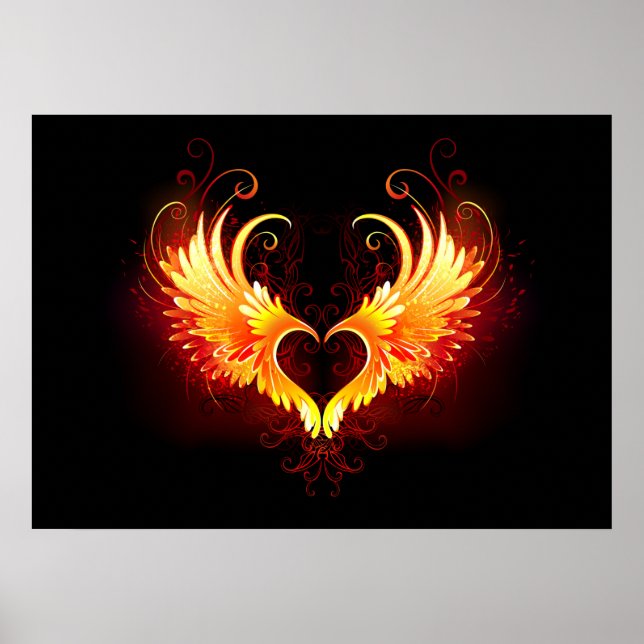 Poster Angel Fire Heart with Wings (Devant)