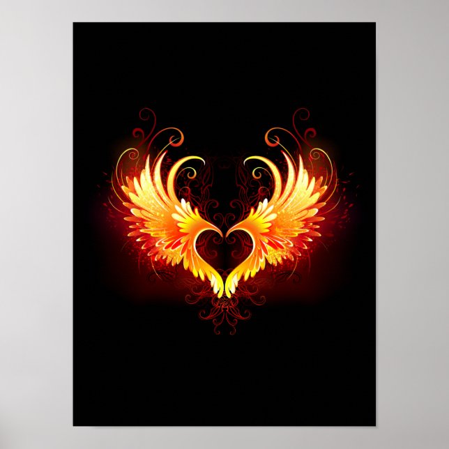 Poster Angel Fire Heart with Wings (Devant)