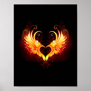 Poster Angel Fire Heart with Wings
