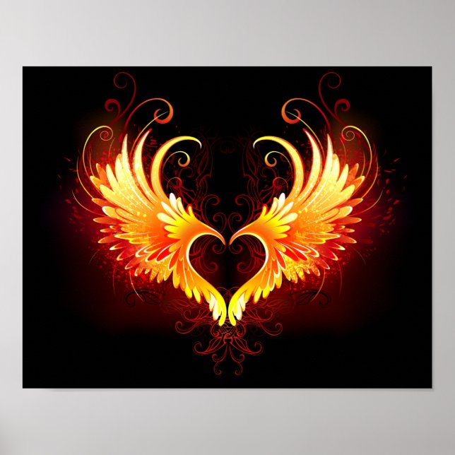 Poster Angel Fire Heart with Wings (Devant)