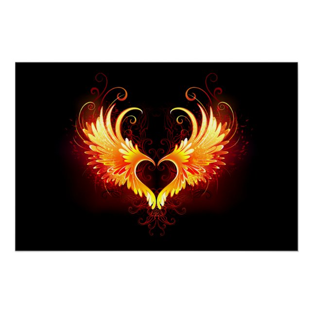 Poster Angel Fire Heart with Wings (Devant)