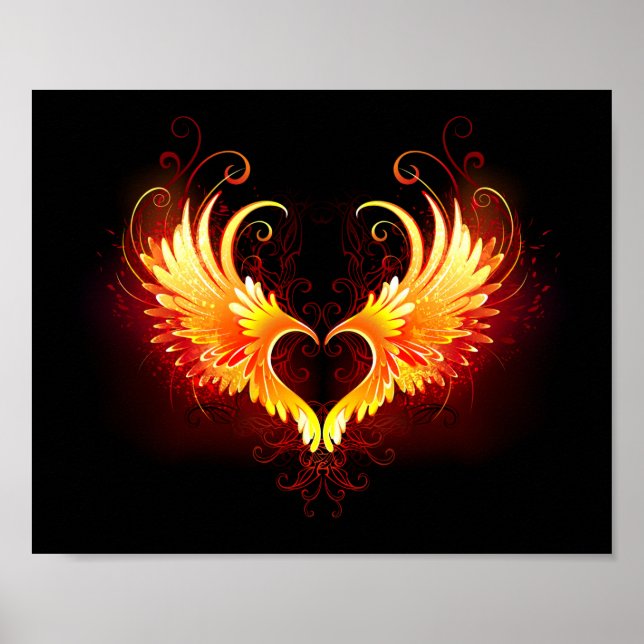Poster Angel Fire Heart with Wings (Devant)