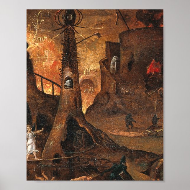 Poster Angel Menant Une Âme En Enfer Par Hieronymus Bosch (Devant)
