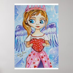 Poster Angel of love cute girl with a heart Gordon Bruce