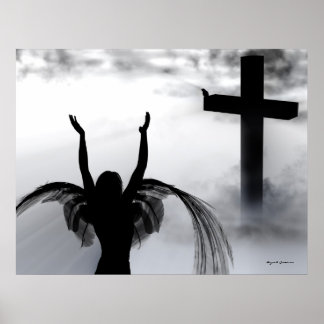 Poster Angel Priez à la Croix chrétienne Art Imprimer