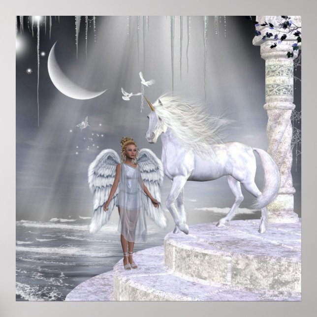 Poster Angels Fae Unicornes Imprimer (Devant)
