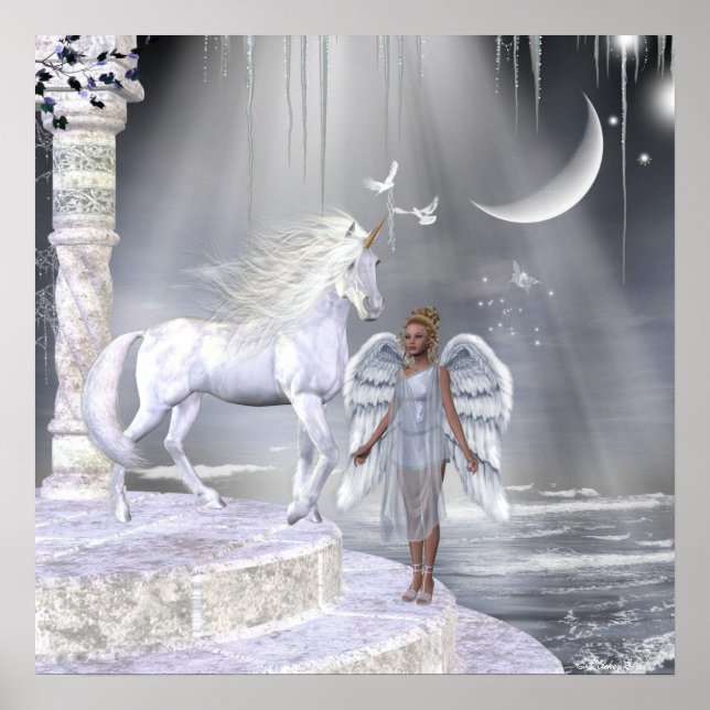 Poster Angels Fae Unicornes Imprimer (Devant)