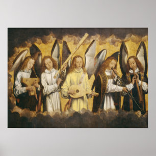 Poster anges musiciens par Hans Memling panneau gauche