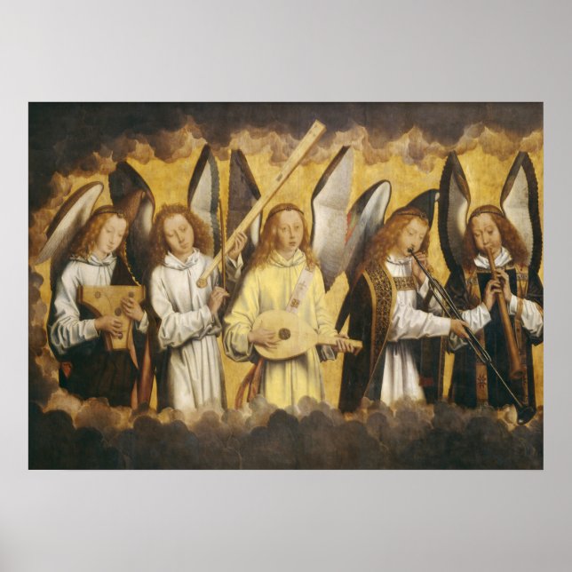 Poster anges musiciens par Hans Memling | panneau gauche (Devant)
