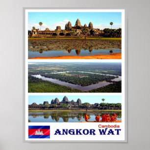 Poster Angkor Vat - Cambodge - Mosaïque -