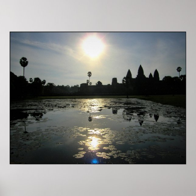 Poster Angkor Wat Cambodia Morning Silhouette Imprimer (Devant)