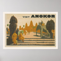 Angkor Wat Cambodia Vintage voyage Imprimer