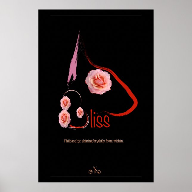 Poster Anglais Bull Terrier Bliss avec rose Pet Art (Devant)