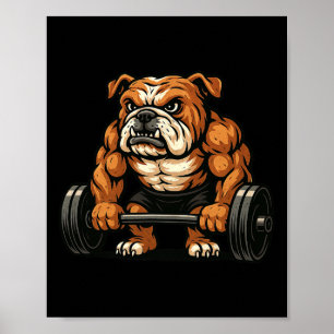 Poster Anglais Bulldog Poids Bodybuilder entraînement