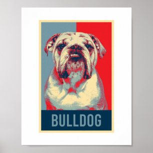 Poster Anglais Bulldog Portrait Portrait Pop Art