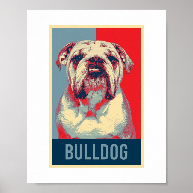 Poster Anglais Bulldog Portrait Portrait Pop Art (Devant)