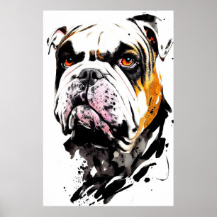 Poster Anglais Bulldog Wild Nature Free Spirit Art Brush