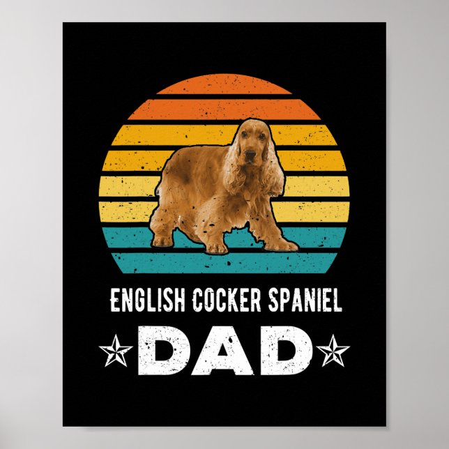 Poster Anglais Cocker Espagnol Papa Retro Animal (Devant)