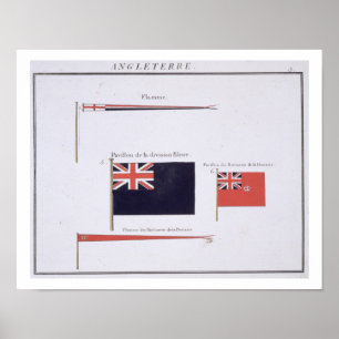 Poster Anglais diminue, d'un livre français des drapeaux,