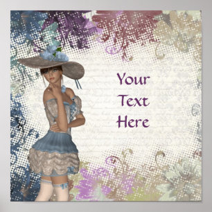 Poster Anglais rose romantique fille