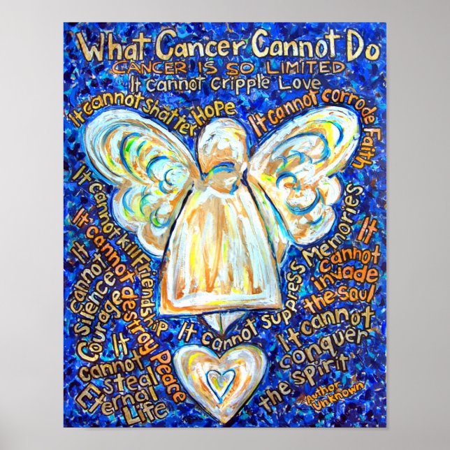 Poster Angle de cancer bleu et or (Devant)
