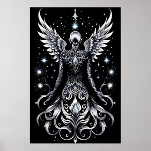 Poster Angle De Tatouage Noir Et Argent