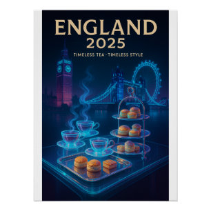 Poster Angleterre 2025 - Thé intemporel, Style intemporel