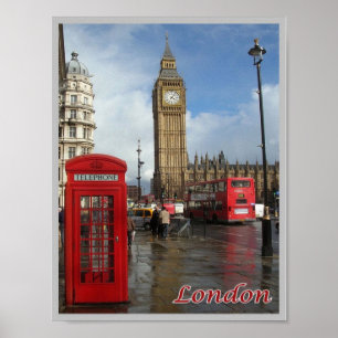Poster Angleterre - Londres - Big Ben - double pont -