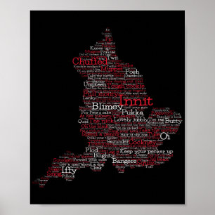 Poster Angleterre Slang British Word Art Carte
