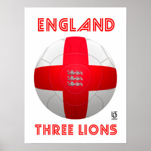 Poster Angleterre - Trois Lions Football
