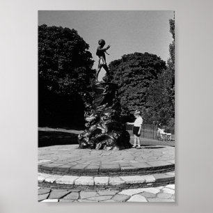 Poster Angleterre vintage Londres Peter Pan statue Kensin