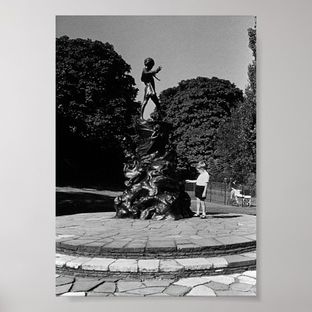 Poster Angleterre vintage Londres Peter Pan statue Kensin (Devant)
