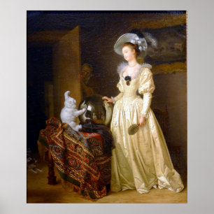 Poster Angora Cat - Fragonard Animal Portrait
