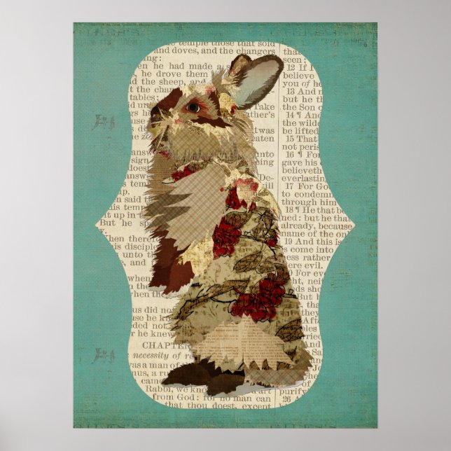 Poster ANGORA RABBIT RETRO Art (Devant)