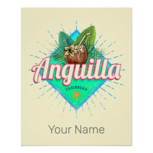 Poster Anguilla Caraïbes Rétro Vacances Île Vintage