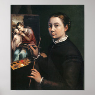 Poster Anguissola - Autoportrait À La Peinture À L'Eau