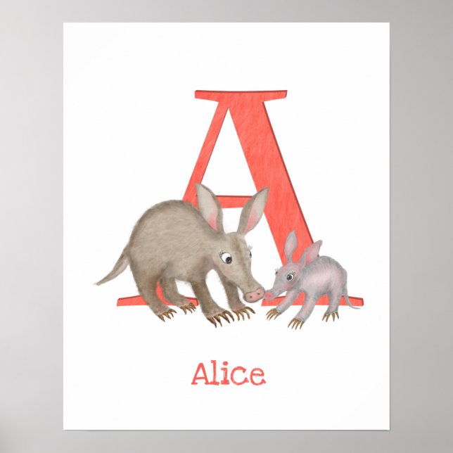 Poster Animal ABC A est pour l'impression aardvark (Devant)