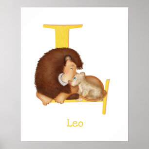 Poster Animal ABC L is for lion print