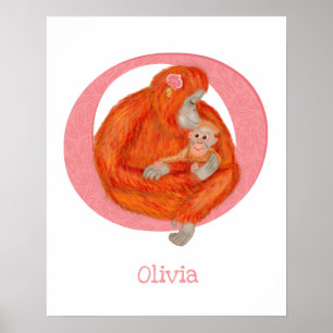 Poster Animal ABC O is for orangutan print