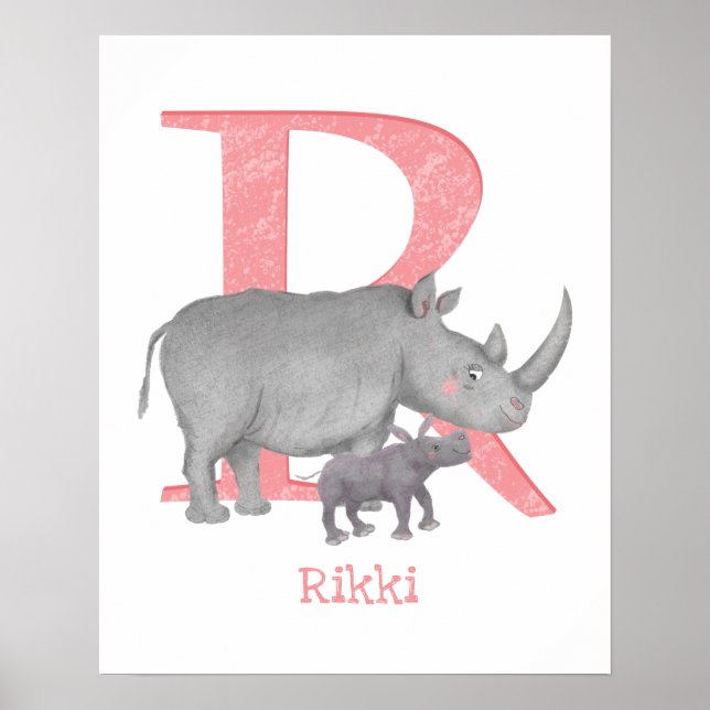 Poster Animal ABC R est pour l'impression de rhinocéros (Devant)
